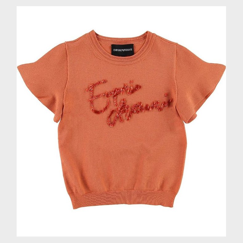 Emporio Armani T-shirt - Strik - Koralr�d m. Pailletter