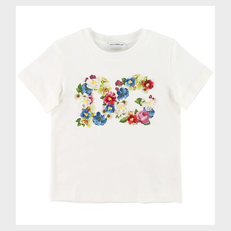 Dolce & Gabbana T-shirt - Blooming - Hvid m. Logo