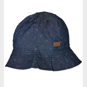 Melton Sommerhat - UV30 - Bl Denim m. Blomster