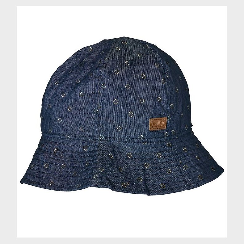 Melton Sommerhat - UV30 - Bl Denim m. Blomster