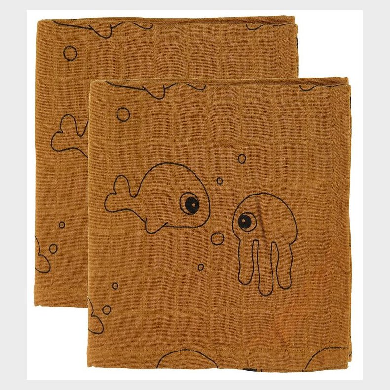 Done By Deer Babysvb - 120x120 - 2 stk - Sea Friends - Mustard