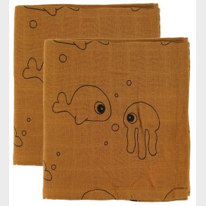 Done By Deer Stofble - 70x70 - 2 stk - Sea Friends - Mustard