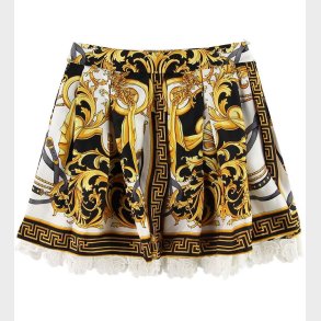 Versace Nederdel - Silke - Sort/Hvid m. Guldprint