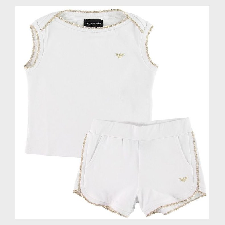Emporio Armani S�t - T-shirt/Shorts - Hvid m. Guldglimmer