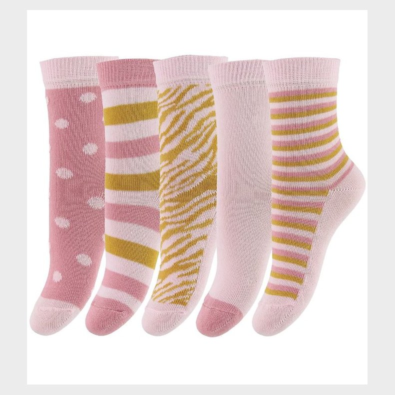 Minymo Str�mper - 5-pak - Rosa m. Striber