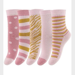 Minymo Str�mper - 5-pak - Rosa m. Striber