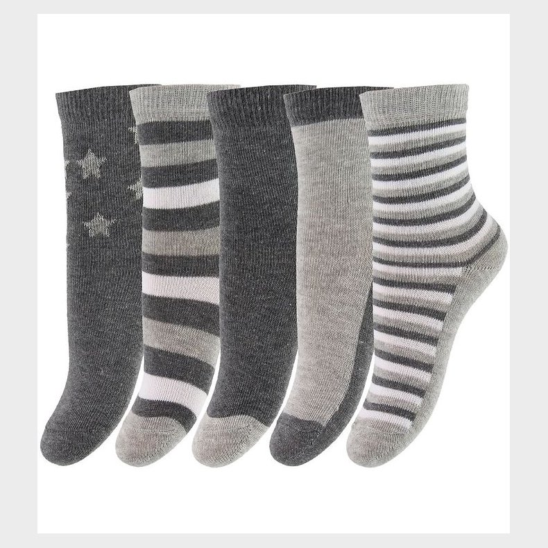 Minymo Str�mper - 5-pak - Lys Gr�meleret m. Striber