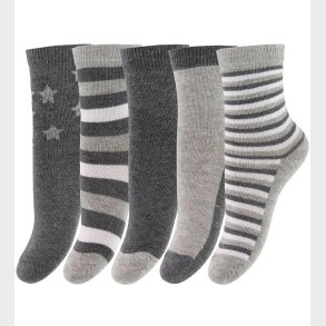 Minymo Str�mper - 5-pak - Lys Gr�meleret m. Striber