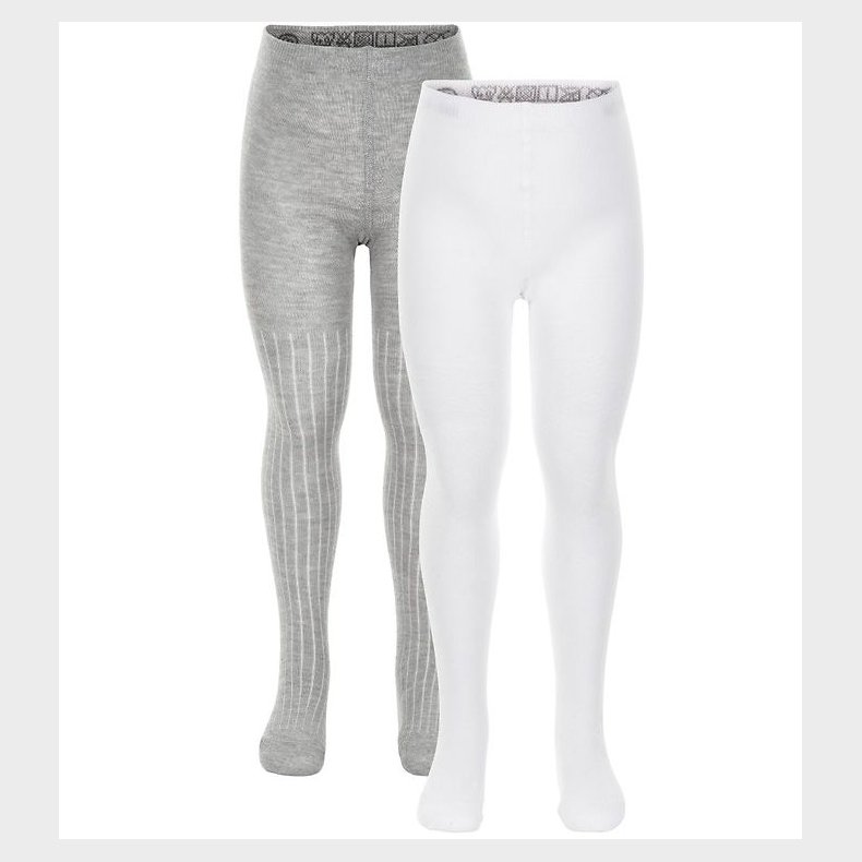 Minymo Str�mpebukser - 2-pak - Hvid/Gr�