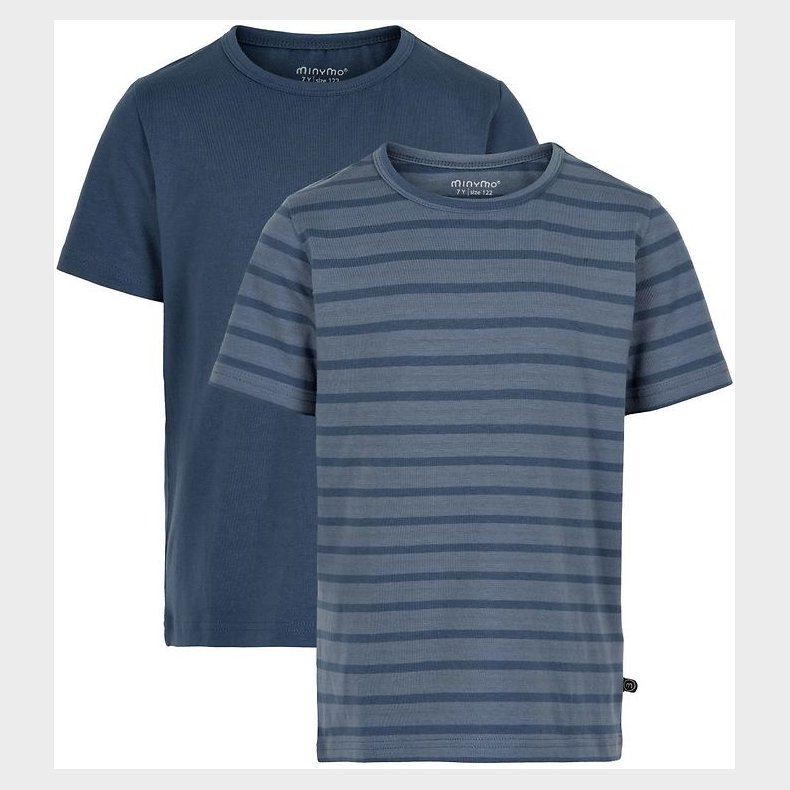 Minymo T-shirts - 2-pak - New Navy m. Striber