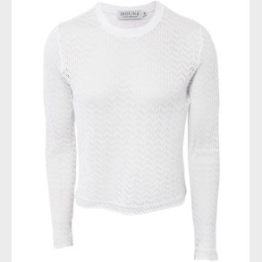 Hound Bluse - Cropped - Strik - Hvid m. Hulmnster