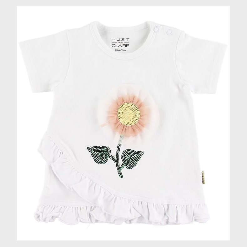 Hust and Claire T-shirt - Adora - Hvid m. Blomst