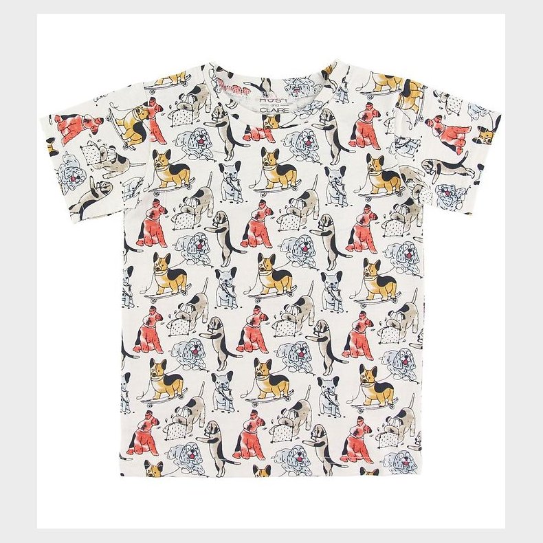 Hust and Claire T-shirt - Anker - Creme m. Hunde
