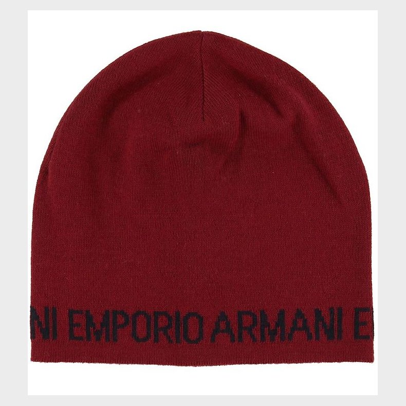 Emporio Armani Strikhue - Uld/Akryl - M�rk R�d m. Tekst