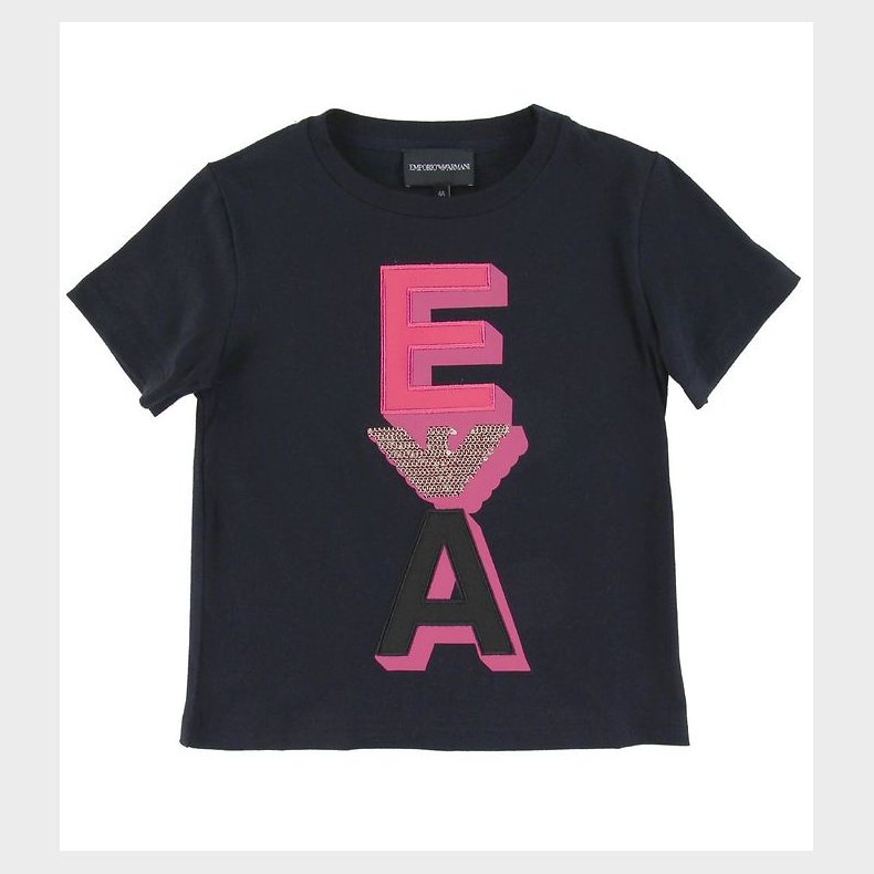 Emporio Armani T-shirt - Navy m. Pink/Guld