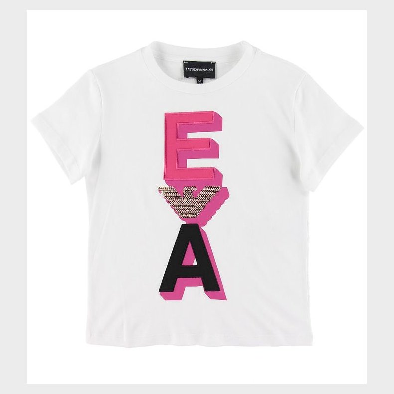 Emporio Armani T-shirt - Hvid m. Pink/Guld