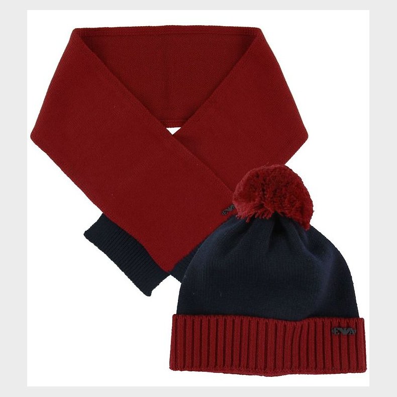 Emporio Armani Gaveske - Strikhue/Trklde - Uld - Rd/Navy