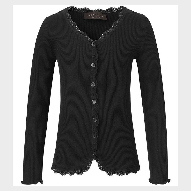 Rosemunde Cardigan - Silke/Bomuld - Rib - Sort