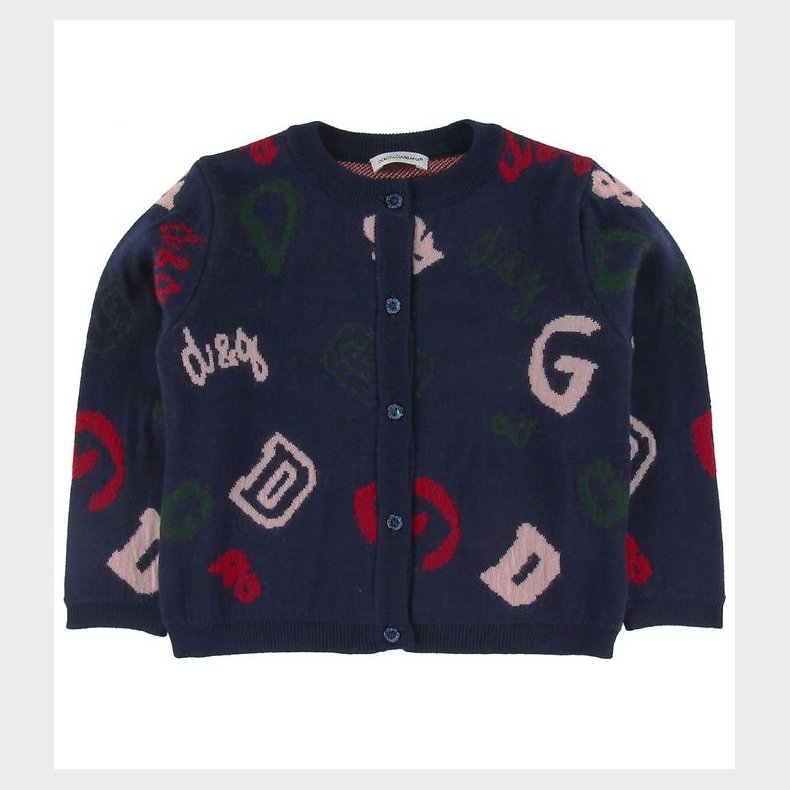 Dolce & Gabbana Cardigan - Uld - Navy m. Logoer