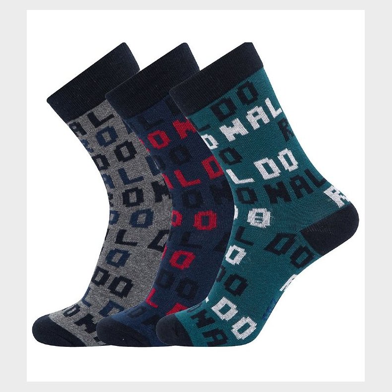 Ronaldo Strmper - 3-pak - Navy/Gr/Turkis m. Print