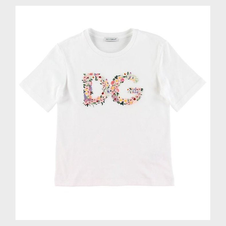 Dolce & Gabbana T-shirt - Country - Hvid m. Blommabroder