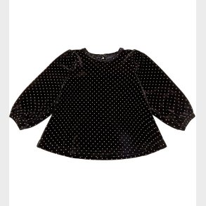 Petit by Sofie Schnoor Bluse - Velour - Adrianne - Sort m. Prikk