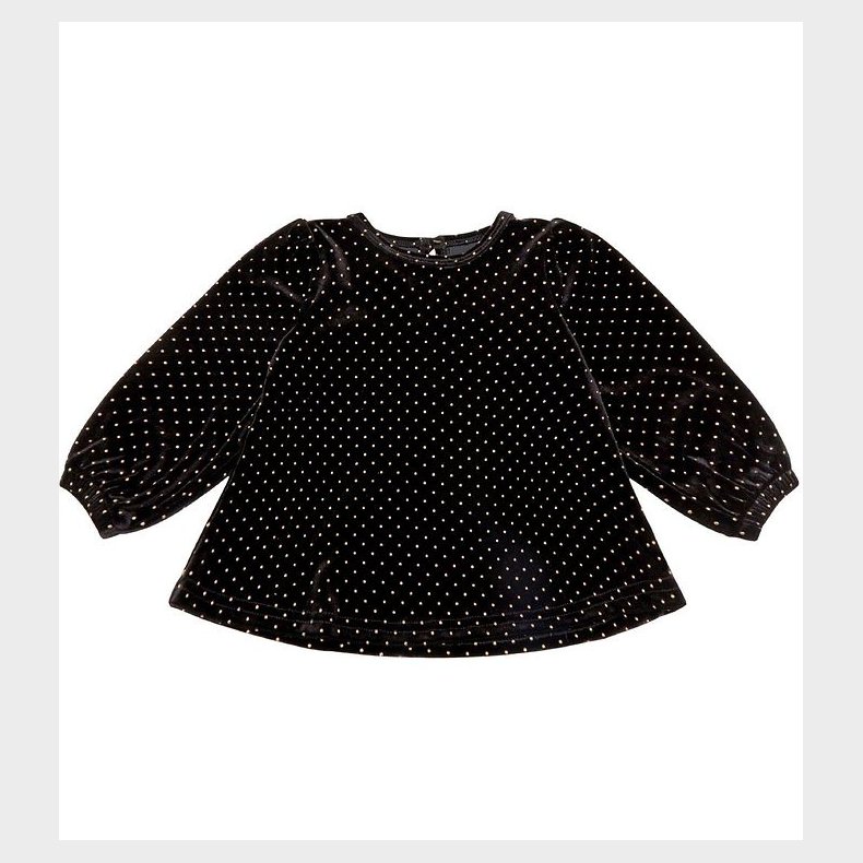 Petit by Sofie Schnoor Bluse - Velour - Adrianne - Sort m. Prikk