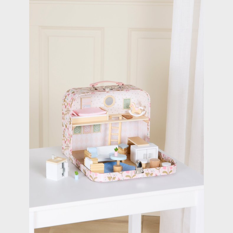 Alice &  Fox Kuffert Dukkehus, Lyserd/bl