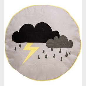 Bloomingville Pude - 50 cm - Gr/Gul m. Skyer