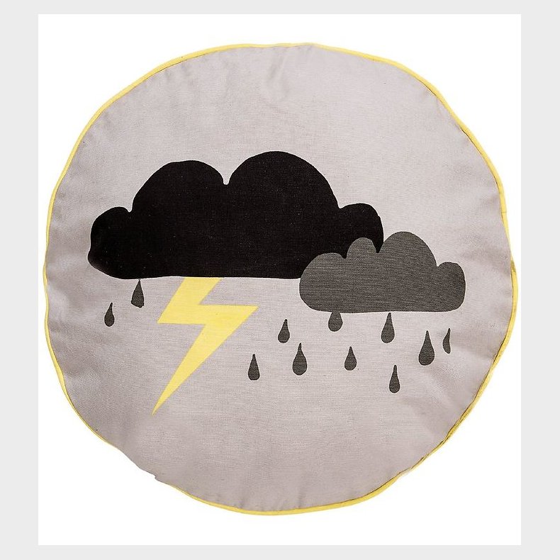 Bloomingville Pude - 50 cm - Gr/Gul m. Skyer