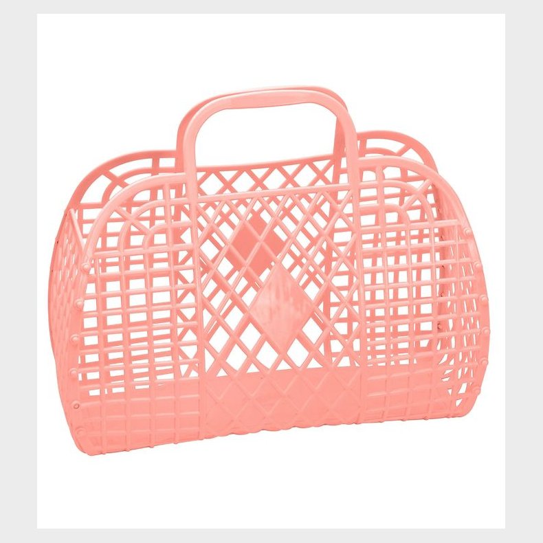 Sun Jellies Stor Foldekurv - Retro - 37x30x11 cm - Peach