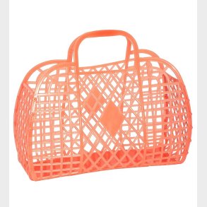 Sun Jellies Stor Foldekurv - Retro - 37x30x11 cm - Neon Orange