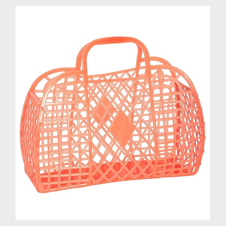 Sun Jellies Stor Foldekurv - Retro - 37x30x11 cm - Neon Orange