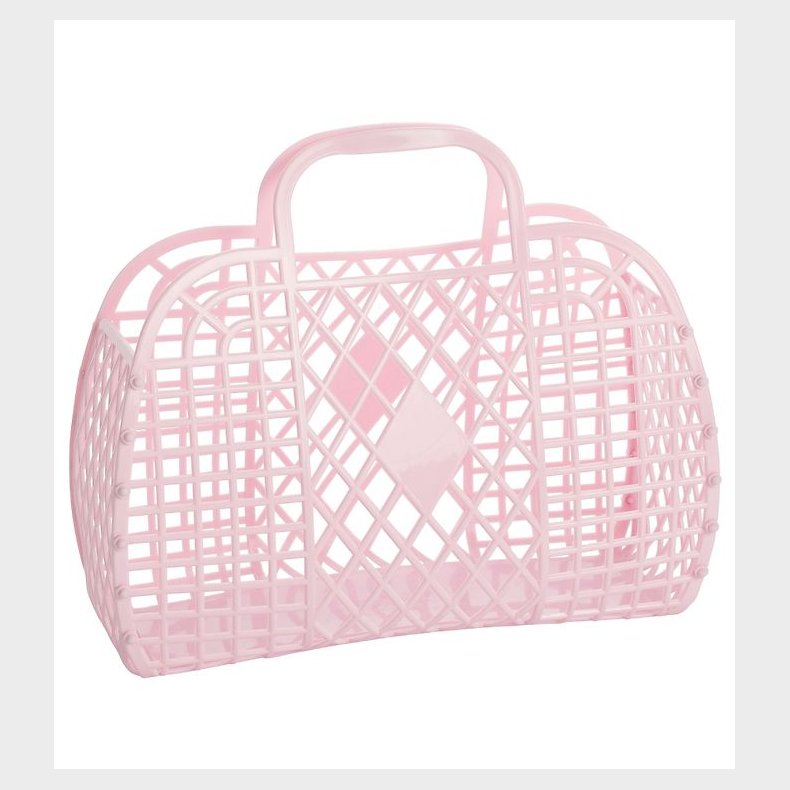 Sun Jellies Stor Foldekurv - Retro - 37x30x11 cm - Pink