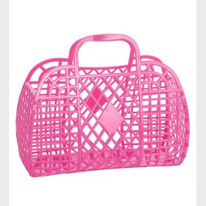 Sun Jellies Stor Foldekurv - Retro - 37x30x11 cm - Berry Pink