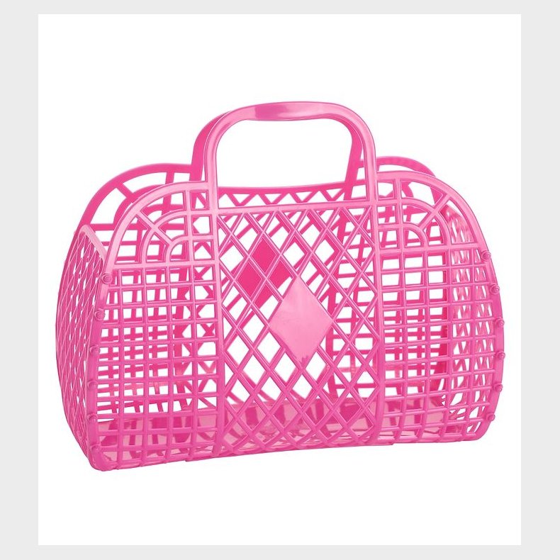 Sun Jellies Stor Foldekurv - Retro - 37x30x11 cm - Berry Pink