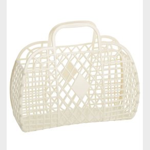 Sun Jellies Stor Foldekurv - Retro - 37x30x11 cm - Cream