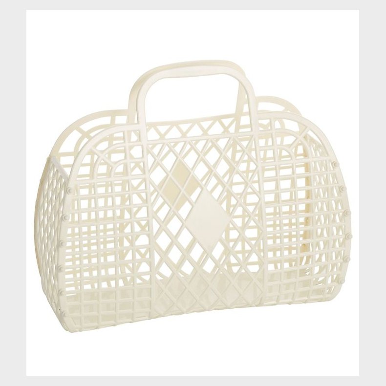Sun Jellies Stor Foldekurv - Retro - 37x30x11 cm - Cream
