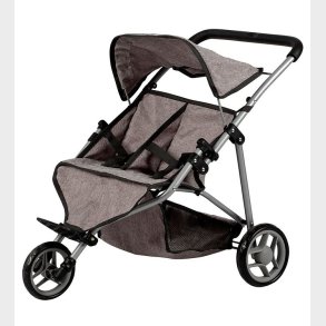 MaMaMeMo Dukke Tvillinge Klapvogn - Gr�