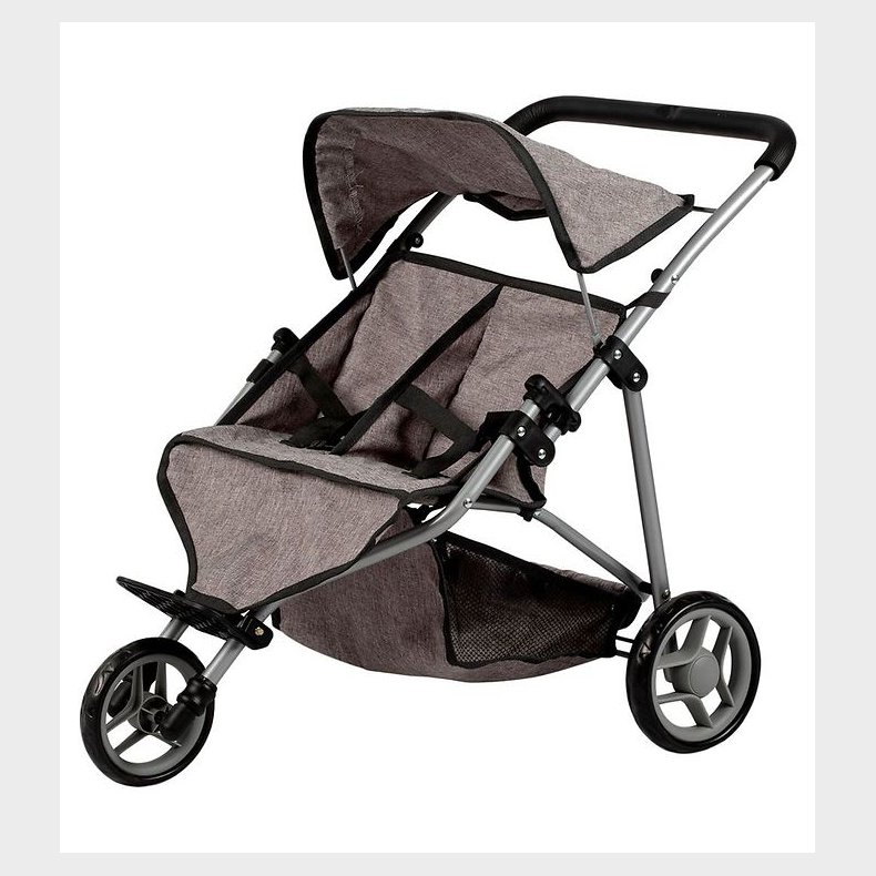 MaMaMeMo Dukke Tvillinge Klapvogn - Gr�