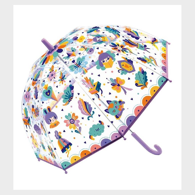 Djeco Paraply til Brn - Pop Regnbue