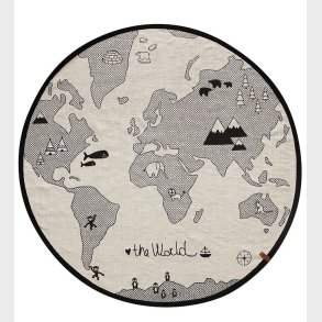 OYOY Gulvtppe - 135 cm - World - Rhvid/Sort