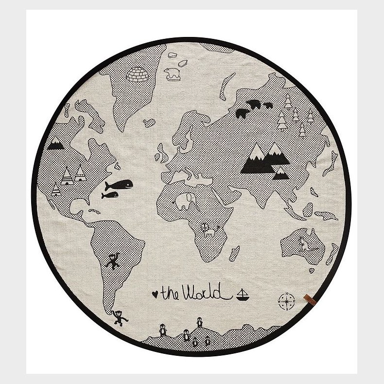 OYOY Gulvtppe - 135 cm - World - Rhvid/Sort