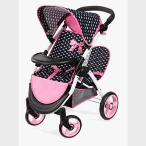 Bayer Design Twin Star Tvillingedukkevogn, Sort/Lyser�d