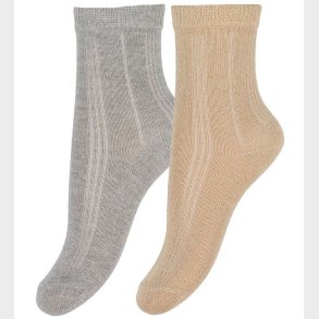 Minymo Ankelstrmper - 2-pak - Pale Gold/Silver