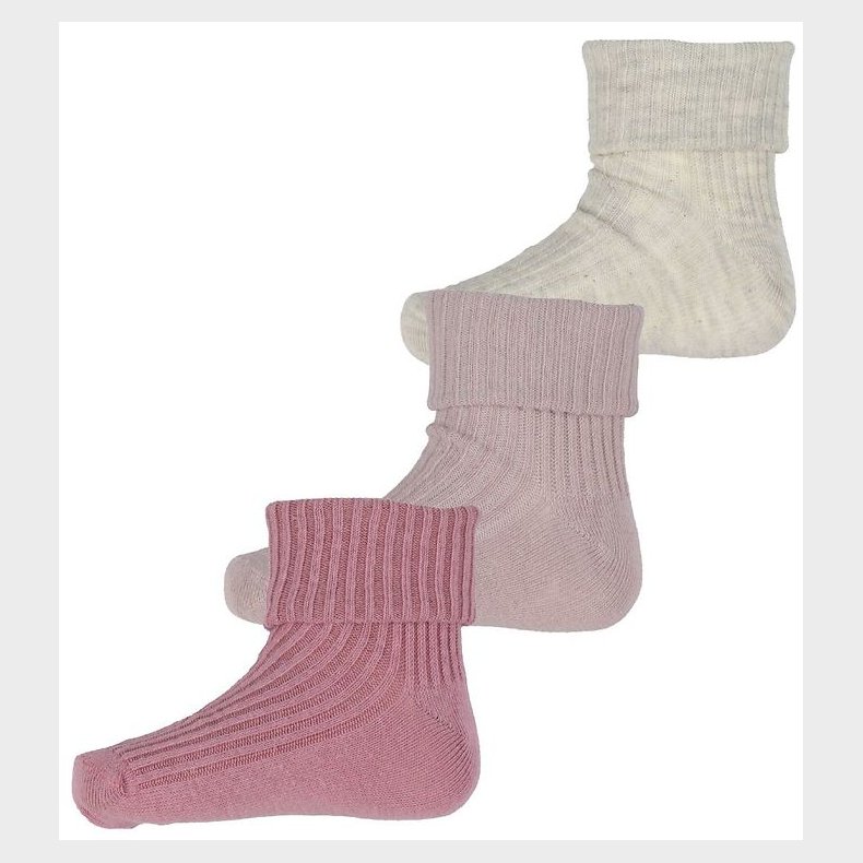 Minymo Str�mper - 3-pak - Rib - Rosa Smoke