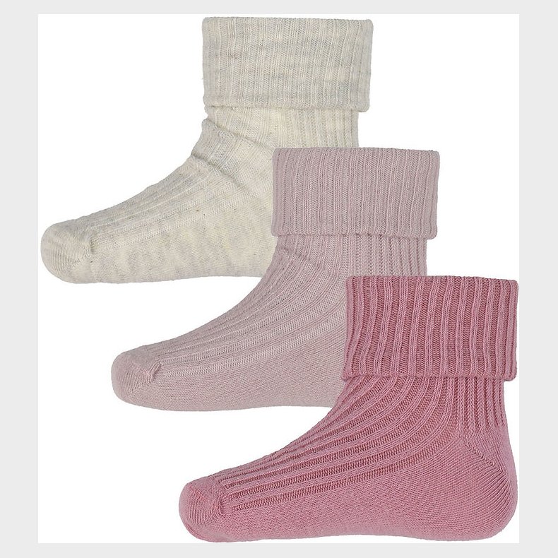 Minymo Str�mper - 3-pak - Rib - Rosa Smoke
