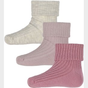 Minymo Str�mper - 3-pak - Rib - Rosa Smoke