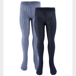 Minymo Str�mpebukser - 2-pak - Solid Rib - Navybl�/Bl�meleret