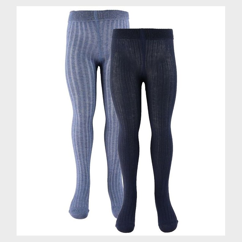 Minymo Str�mpebukser - 2-pak - Solid Rib - Navybl�/Bl�meleret